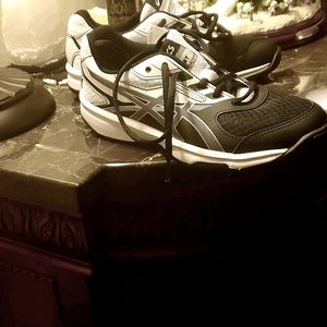 Black and white ASICS upcourt